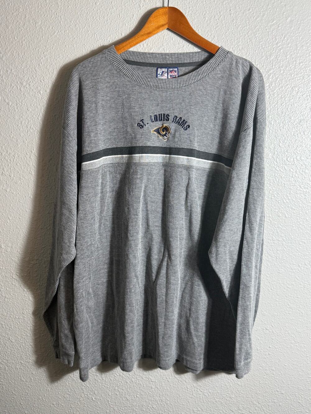Vintage NFL Game Day St. Louis Rams Waffle Knit Long Sleeve Size XL
